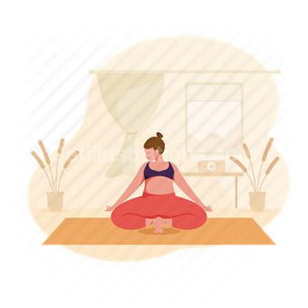 meditation, meditate, woman, home